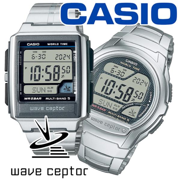 カシオ 腕時計 電波 wave ceptor デジタルマルチバンド5 ワールドタイム ストップウォッ...