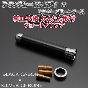 本物カーボン ショートアンテナ トヨタ ラクティス NSP120 NSP122 ブラックカーボン/シルバーメッキ 固定タイプ リアルカーボン 車｜autoaddictionjapan