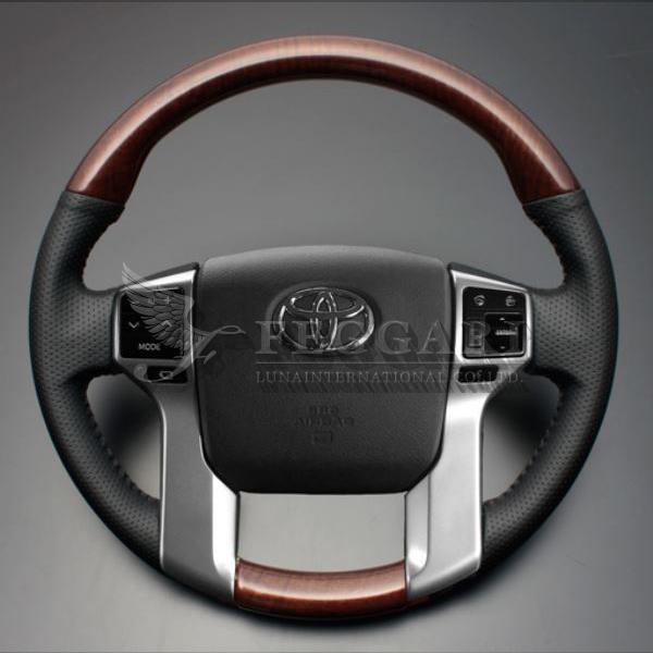 ランドクルーザープラド 150系 前期 茶木目×ダークグレー スタンダードグリップ ウッド パンチン...