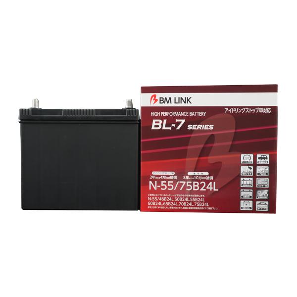 店頭受取不可:BMリンク BL-7 アイドリングストップ車対応バッテリー N55/75B24L