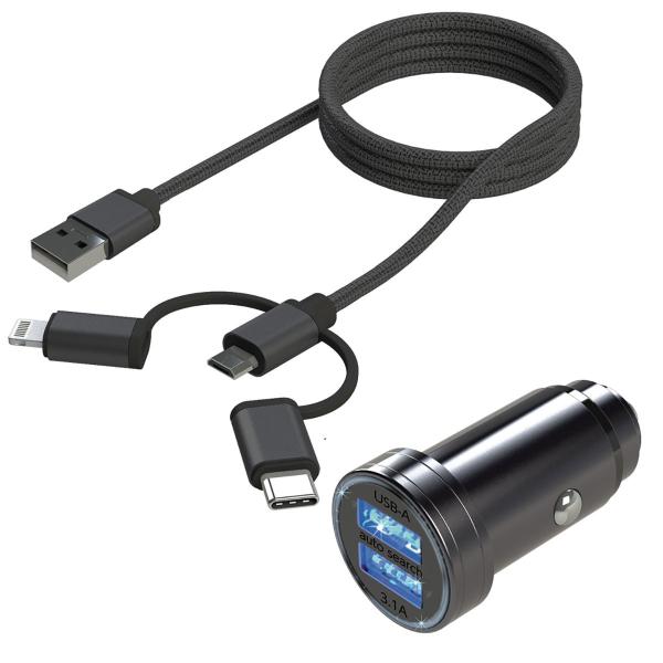 在庫限定特価 　axs MFi認証 3.1AアルミUSBチャージャー＆3in1マルチLightnin...