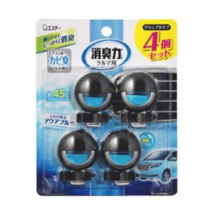 エステー　クルマの消臭力　クリップタイプ　4個セット　アクアブルー