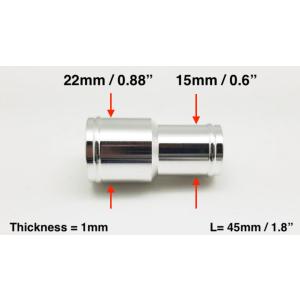 アルミ ホース 変換ジョイント　ストレート　ジョイントパイプ異径15ｍｍ＞22ｍｍ