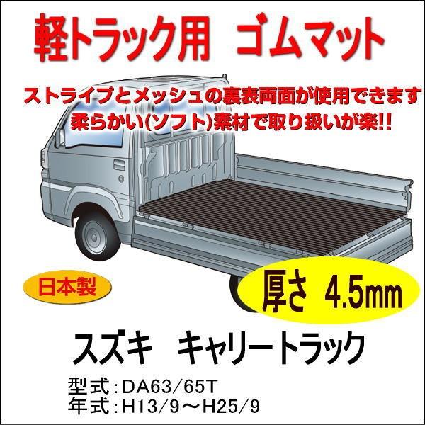 軽トラック用　荷台ゴムマット＜スズキ キャリートラック DA63/65T＞　荷台に合わせてカット済み...