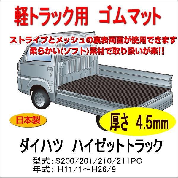 軽トラック用　荷台ゴムマット＜ダイハツ ハイゼットトラック　S200系＞　荷台に合わせてカット済み/...