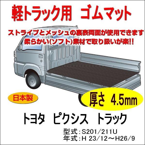 軽トラック用　荷台ゴムマット＜トヨタ ピクシストラック S201/211U＞　荷台に合わせてカット済...