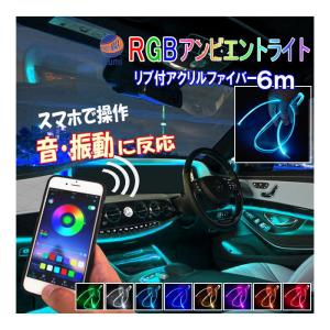 スマホで操作 RGBアンビエントライト キット アクリルファイバーLED 6m リブ付き 後付け