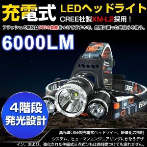 LEDヘッドライト RJ-5000 CREE製 L2 6000LM 米国 4段階点灯 SOSの効能 懐中電灯/CREE/軽量/コンパクト 防災/登山/釣り/キャンプ 【充電式電池&amp;充電器付】