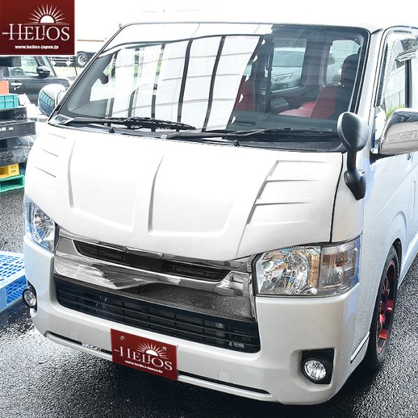 HELIOS FRP ボンネット トヨタ 200系 ハイエース 標準 ナロー フロント バッド フェ...