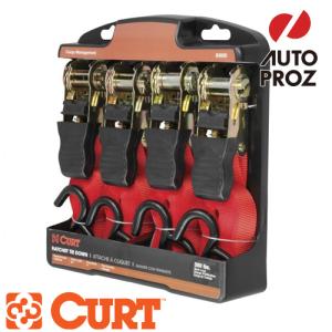 ラチェットタイダウン 4.8メートル 4本 レッド ベルト ストラップ ルーフキャリア ルーフラック CURT製 正規品 メーカー保証付