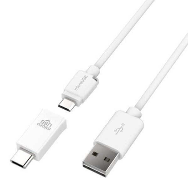 カシムラ Type-C変換コネクタ付 microUSBケーブル 1.2m WH 充電 同期 ホワイト...