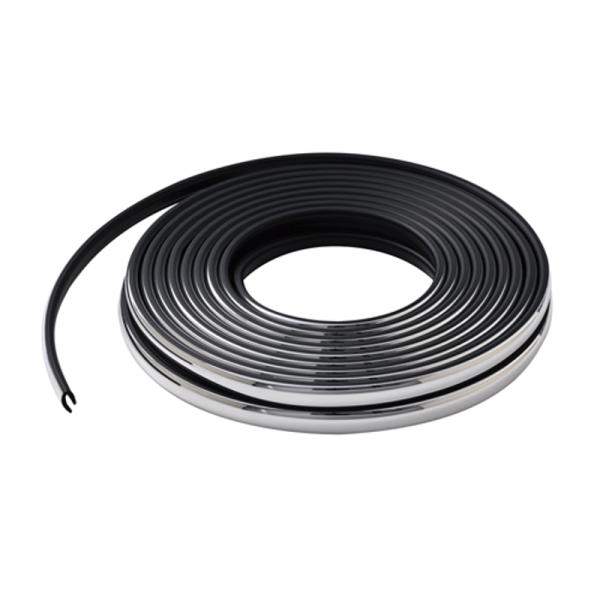 J型ドアモール 6M ブラックxクローム セイワ K435