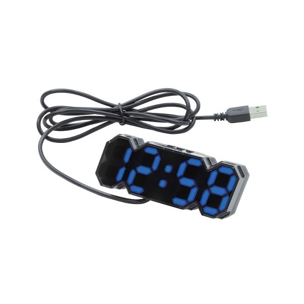 3Dデジタルクロック スモーク DC5V 高輝度LED採用 ブルー光 ヤック PF396