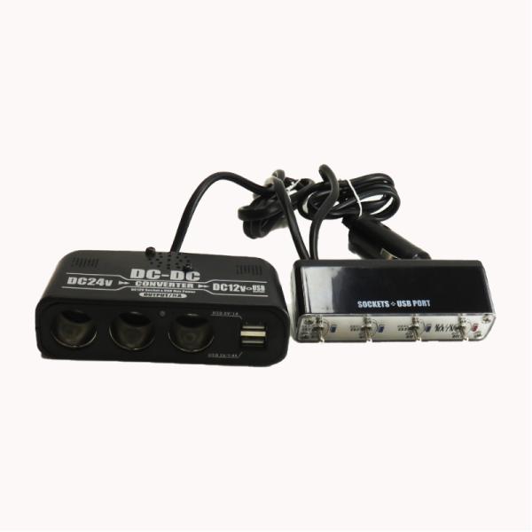 DCDCコンバーター8A DC24V車専用 ドラレコ ナビ 携帯充電 DC12Vソケット USBポー...