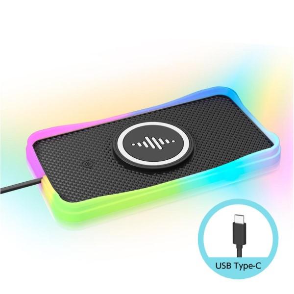 レインボーイルミワイヤレスチャージパッド USB Type-C 最大10W 充電器 ハードケース対応...