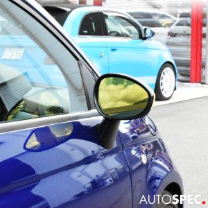 ZOOM ルームミラー　アバルト　フィアット　リアルカーボン　ブルーレンズ アバルト FIAT ABARTH ワイドビュー ルームミラー レンズ 手動防
