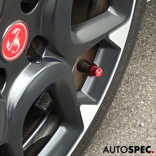 ABARTH ホイールエアバルブキャップ 500 595 695 アバルト レッド 赤 1台分