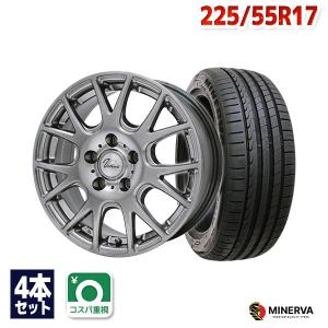 23 年225/55/17 MINERVA ダイヤ付きスバル純正 ホイール 4本 MINERVA（ミネルバ） 225/55R17 サマータイヤ ホイールセット F205