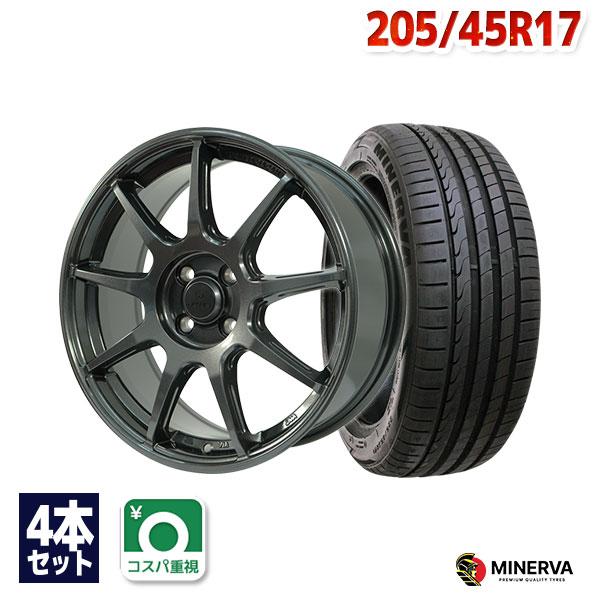 205/45R17 サマータイヤ ホイールセット MINERVA F205 送料無料 4本セット