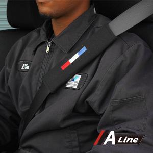 A-LINE 正規品 プジョー シトロエン DS ルノー アルピーヌ フランス国旗 トリコロール シートベルトカバー ベルトパッド ブラック2個セット