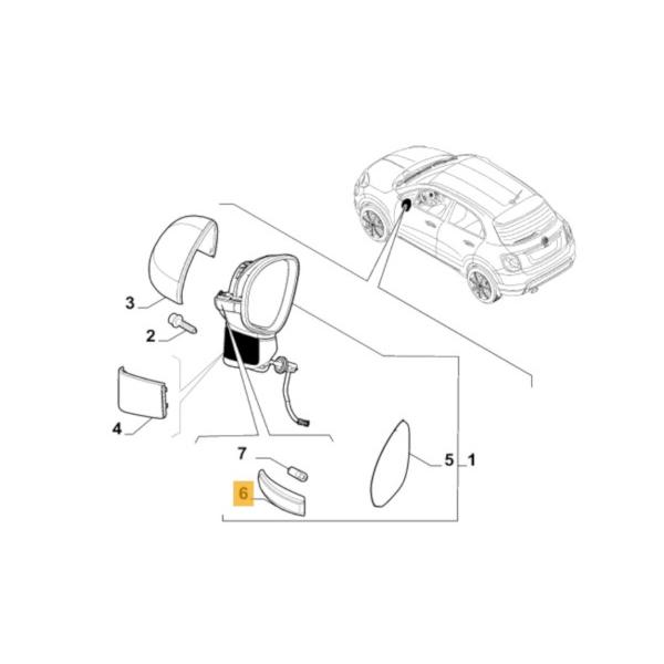 フィアット 純正 ドアミラーウィンカー レンズ 左側 FIAT 500X チンクエチェントエックス ...