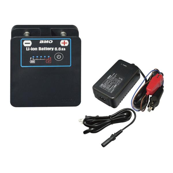 電動リール用 バッテリー BMO リチウムイオンバッテリー6.6Ah II チャージャーセット