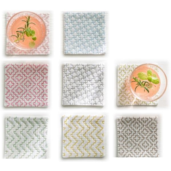 【ルシアンLECIEN】　hidamari　刺し子布　コースターが4枚作れるクロス　サイズ約10cm...