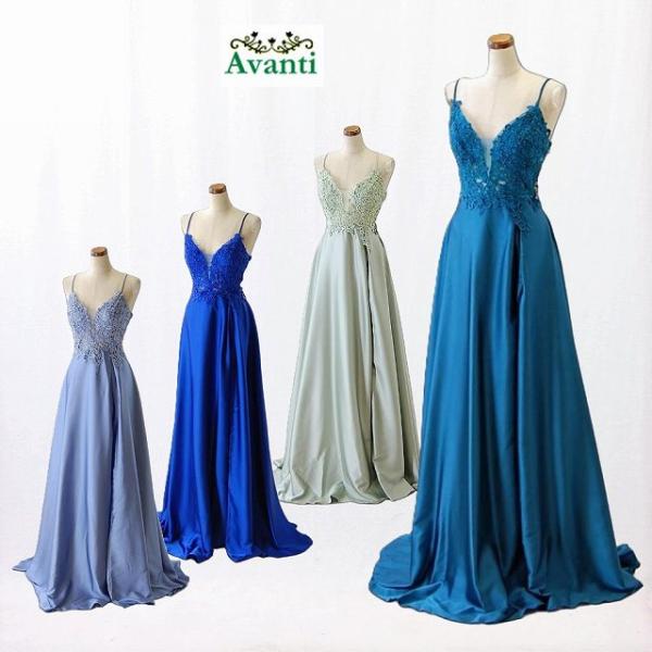 ロングドレス 演奏会 結婚式 二次会 パーティー 演奏会用ドレス 緑 青 グレー S M L 秋 冬...