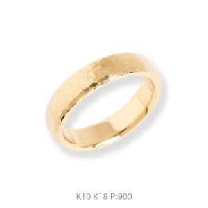 つち目 リング 指輪 結婚指輪 ペアリング メンズ K10 K18 Pt900 ゴールド プラチナ 地金 シンプル ギフト プレゼント 受注生産品  Plane Nude hammer L