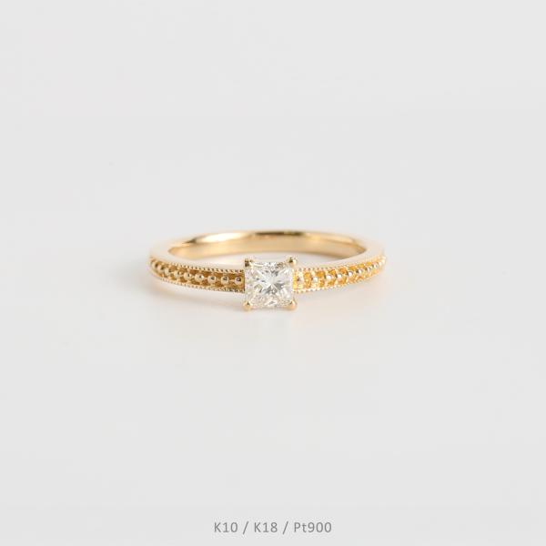 プリンセスカット 一粒 ダイヤモンド リング 指輪 レディース K10 K18 Pt900 イエロー...