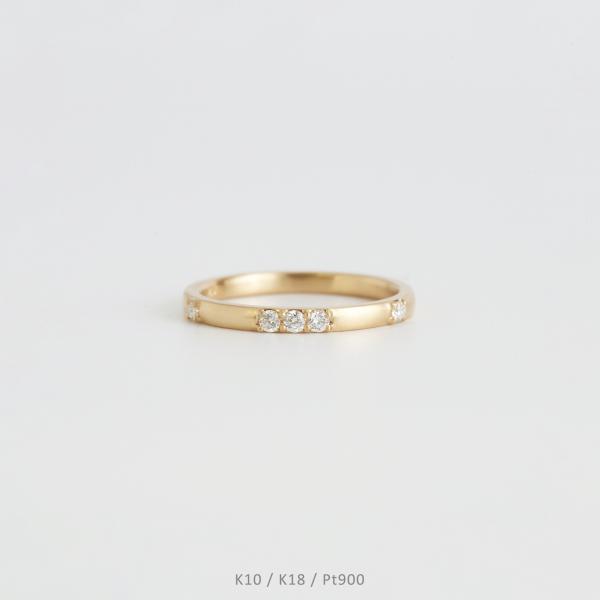ダイヤモンド つや消し リング 指輪 レディース K10 K18 Pt900 イエローゴールド プラ...