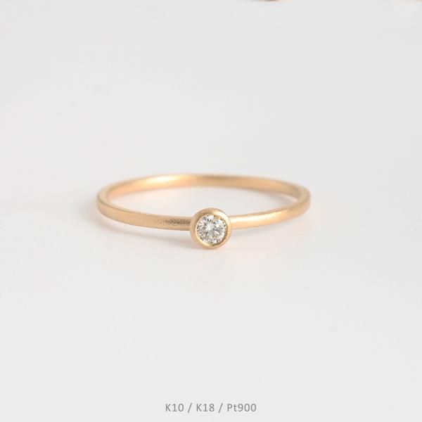 一粒 ダイヤモンド 艶消し リング 指輪 レディース K10 K18 Pt900 イエローゴールド ...