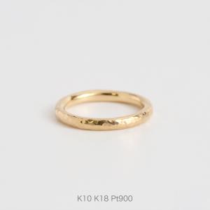 つち目 ゴールド リング 指輪 レディース K10 K18 Pt900 プラチナ シンプル 地金 ハンマー ギフト プレゼント  Nude Ring Hammer｜avaron