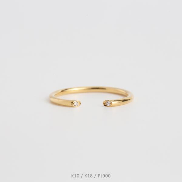 ダイヤモンド オープンリング 指輪 フォークリング レディース k10 k18 pt900 繊細 ギ...