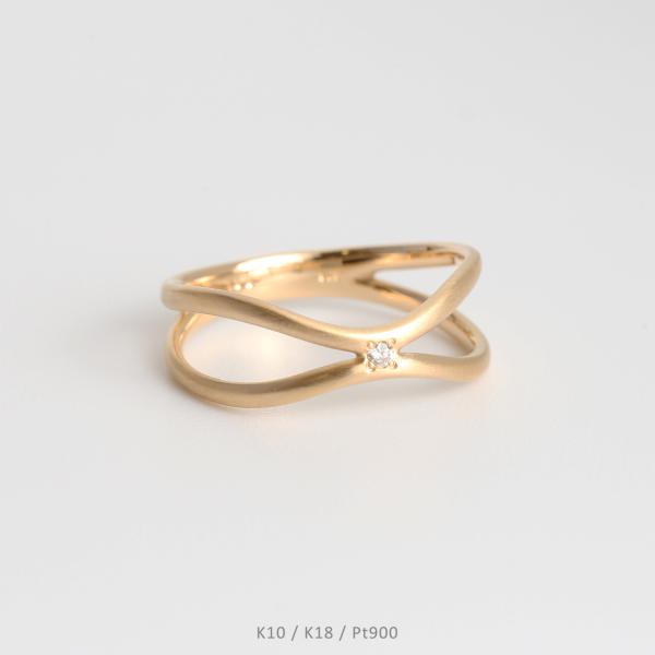 一粒 ダイヤモンド クロスリング リング 指輪 レディース  K10 K18 Pt900 ゴールド ...