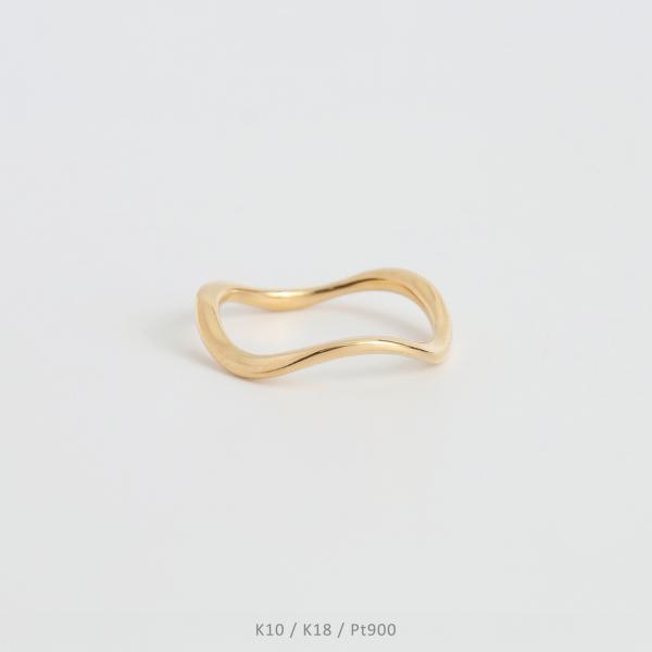 ゴールド ウェーブ リング 指輪 レディース K10 K18 Pt900 プラチナ シンプル 地金 ...
