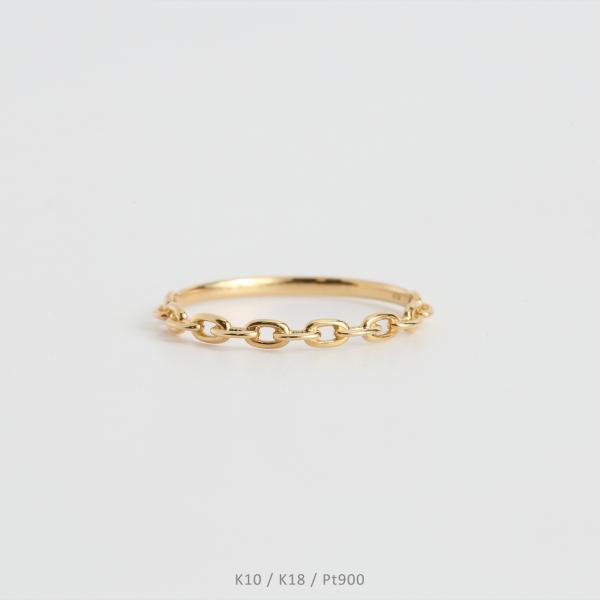 チェーン モチーフ リング ゴールド 指輪 レディース K10 K18 Pt900 プラチナ 地金 ...