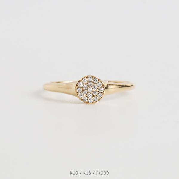 ダイヤモンド パヴェ リング 指輪 レディース シグネットリング 印台 K10 K18 Pt900 ...