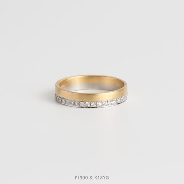 コンビカラー ダイヤモンド フルエタニティリング 指輪 レディース pt900 18金 k18 18...