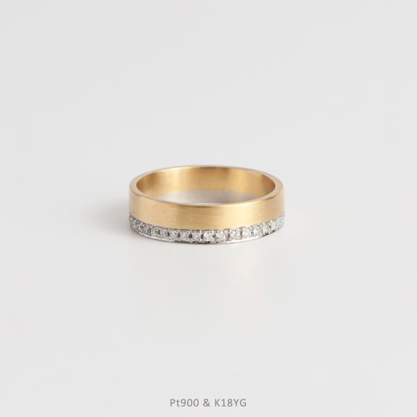 コンビカラー ダイヤモンド フルエタニティリング 指輪 レディース pt900 18金 k18 18...