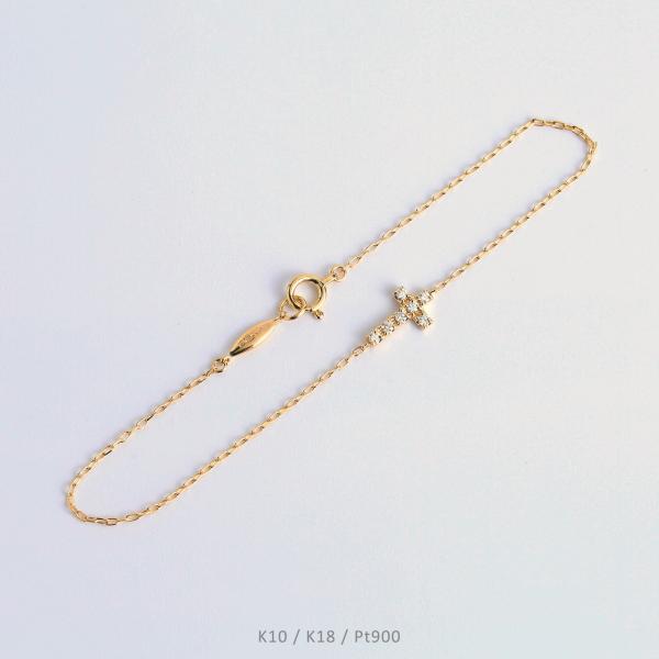 ダイヤモンド クロス ブレスレット ゴールド プラチナ k10 k18 pt900 シンプル ギフト...