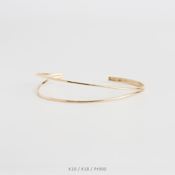 ダブルアーム バングル K10 K18 Pt900 ゴールド プラチナ レディース シンプル ギフト...