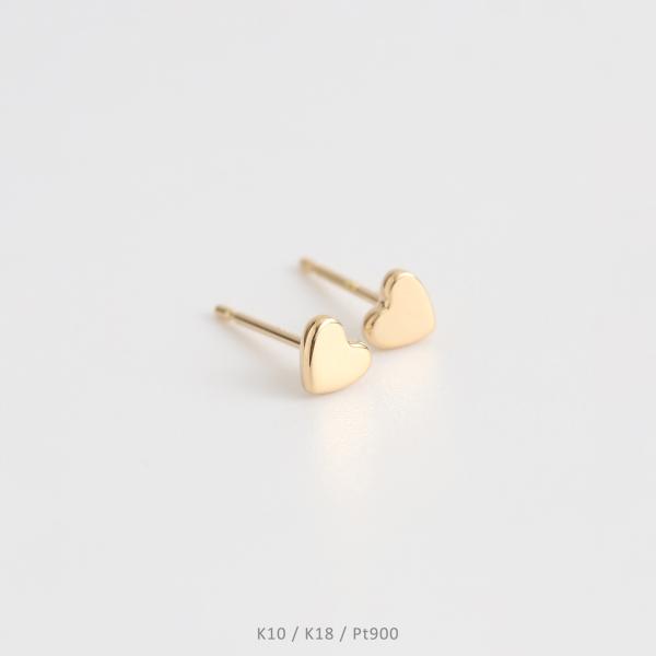 ハート プレート ピアス 小さめ レディース K10 K18 Pt900 ゴールド プラチナ 地金 ...