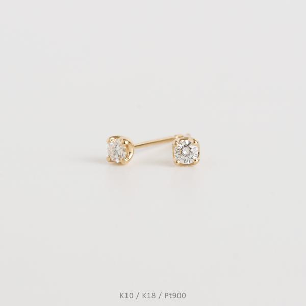 一粒 ダイヤモンド ピアス レディース 小さめ 一粒ダイヤ K10 K18 Pt900 ゴールド プ...