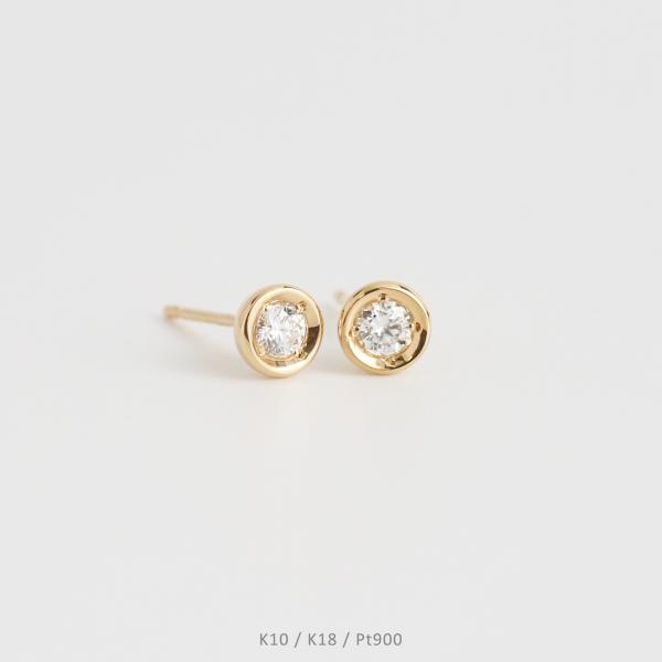 一粒 ダイヤモンド ピアス レディース 小さめ 一粒ダイヤ K10 K18 Pt900 ゴールド プ...