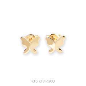 バタフライ プレート ピアス 蝶 レディース K10 K18 Pt900 ゴールド プラチナ シンプル ギフト プレゼント  Butterfly Pierce｜avaron