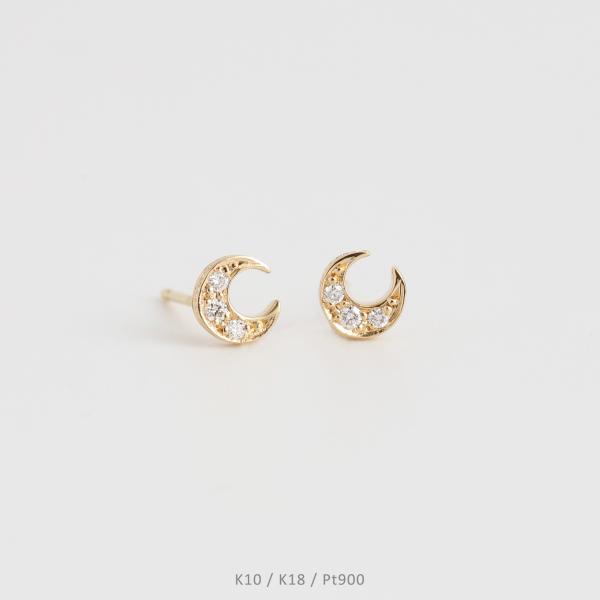 三日月 ダイヤモンド ピアス レディース K10 K18 Pt900 ゴールド プラチナ ギフト プ...
