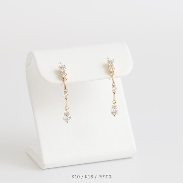 ダイヤモンド スイング ピアス 揺れる レディース K10 K18 Pt900 ゴールド プラチナ ...