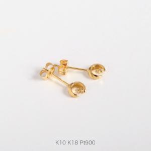 三日月 星 ピアス スター レディース K10 K18 Pt900 ゴールド プラチナ 地金 ギフト プレゼント  Luna Stella Pierce｜avaron