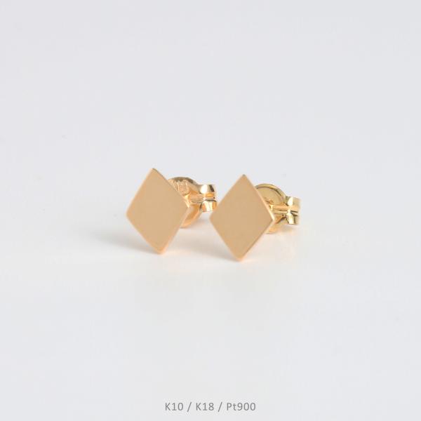 ひし形 プレート ピアス レディース K10 K18 Pt900 ゴールド プラチナ 地金 シンプル...